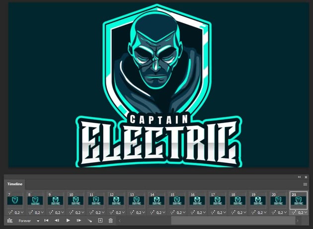 How to crop a layer in Photoshop for a GIF: Opening the timeline.